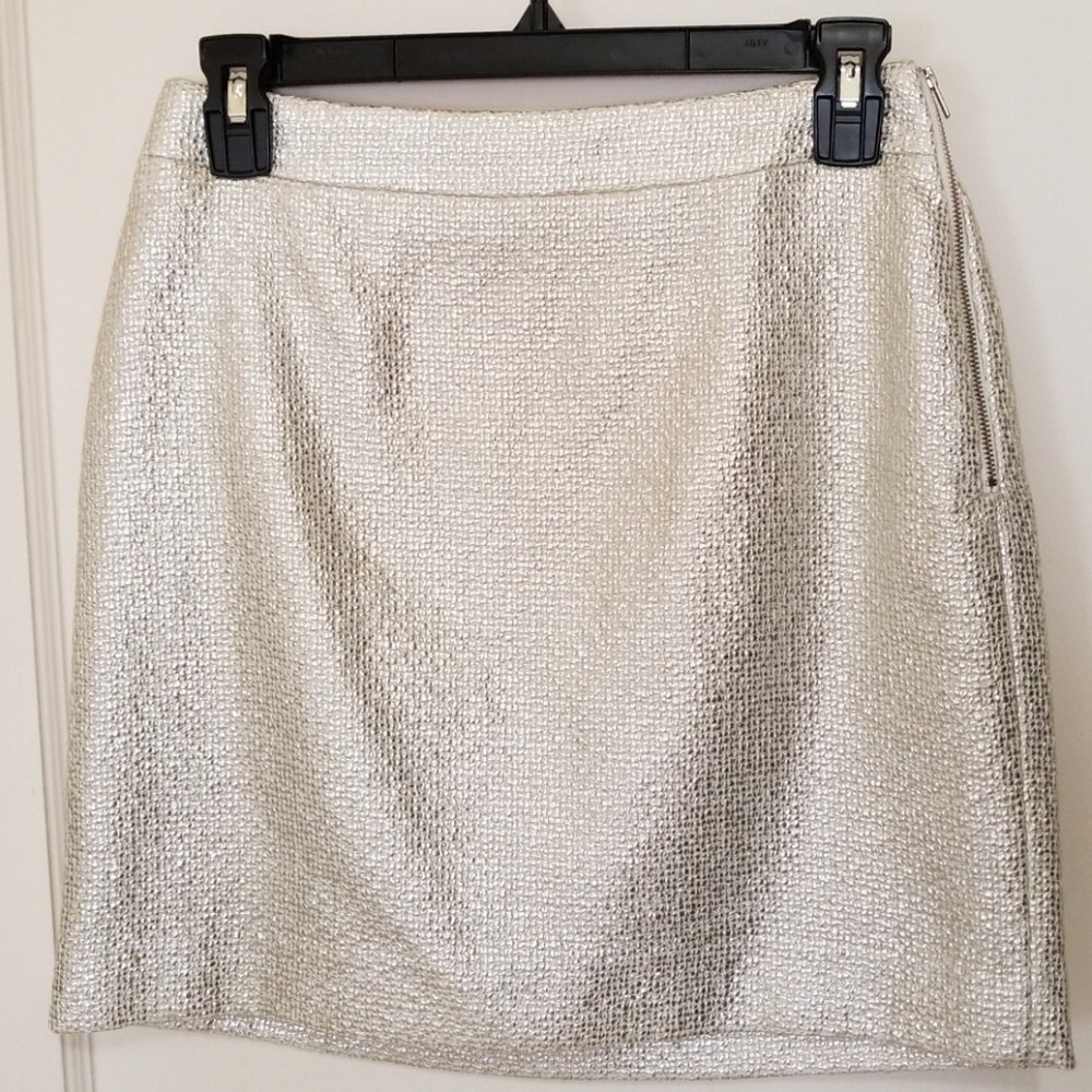 NEW Banana Republic Foiled Tweed Skirt-Cream, Sz 0